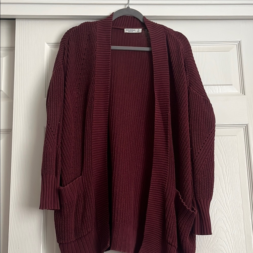 Lush Burgundy Open-Front Sweater